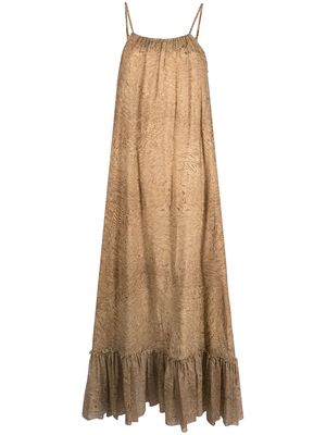Federica Tosi abstract-print silk maxi dress - Brown
