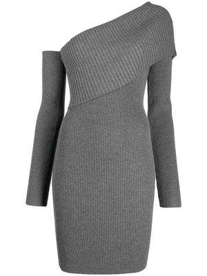 Federica Tosi asymmetric-neck ribbed-knit dress - Grey
