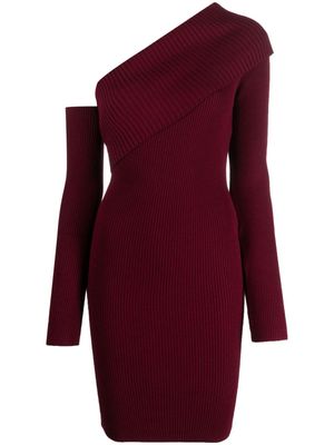 Federica Tosi asymmetric-neck ribbed-knit dress - Red