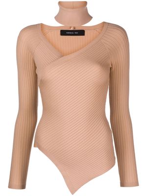 Federica Tosi asymmetric ribbed-knit jumper - Brown