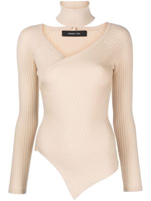 Federica Tosi asymmetric ribbed-knit jumper - Neutrals