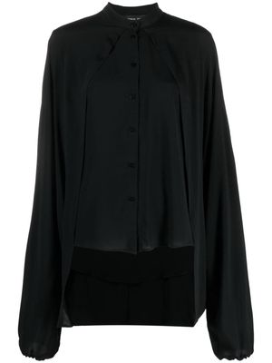 Federica Tosi band-collar silk-blend blouse - Black