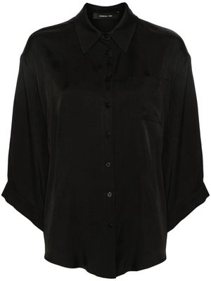 Federica Tosi box-pleat-detail twill shirt - Black