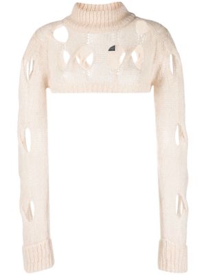 Federica Tosi cropped cut-out knitted top - Neutrals