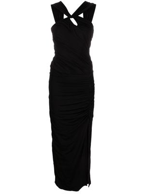 Federica Tosi crossover-neck ruched dress - Black