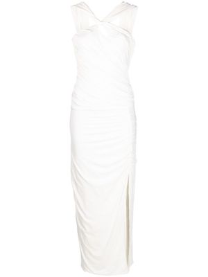 Federica Tosi crossover-neck ruched dress - White