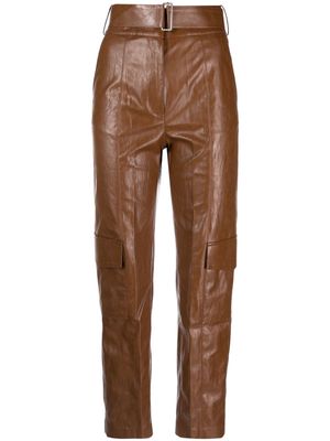 Federica Tosi faux-leather straight trousers - Brown