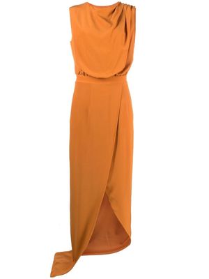 Federica Tosi gathered-detail sleeveless dress - Orange