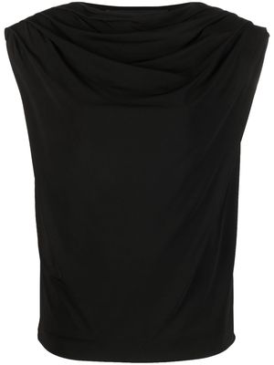 Federica Tosi gathering-neck cap-sleeve blouse - Black