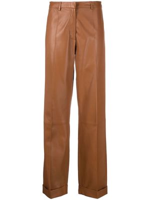 Federica Tosi leather straight-leg trousers - Brown