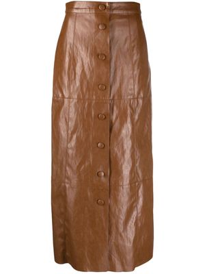 Federica Tosi long-length faux-leather skirt - Brown