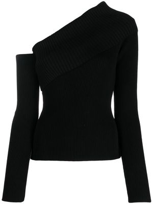 Federica Tosi off-shoulder ribbed-knit jumper - Black