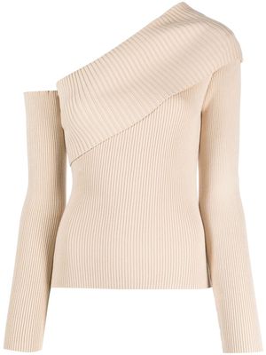 Federica Tosi off-shoulder ribbed-knit jumper - Neutrals