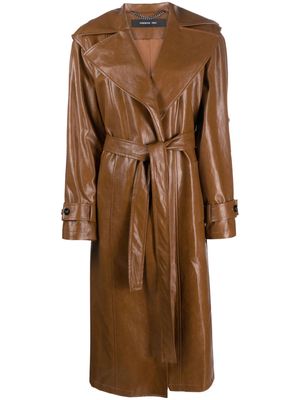 Federica Tosi panelled faux-leather trenchcoat - Brown