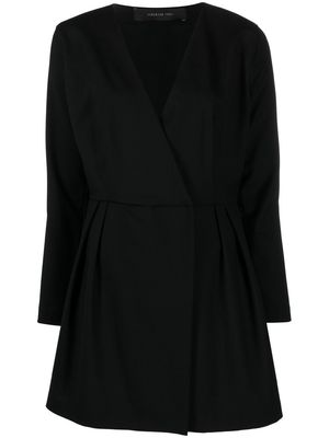 Federica Tosi pleated V-neck mini dress - Black