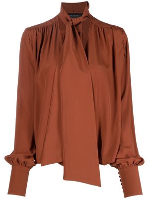 Federica Tosi pussy-bow pleated blouse - Brown