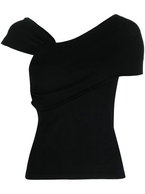 Federica Tosi ribbed-knit asymmetric top - Black