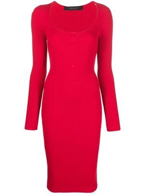 Federica Tosi ribbed-knit slim-cut midi dress - Red