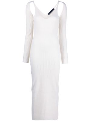 Federica Tosi ribbed-knit V-neck midi dress - Neutrals