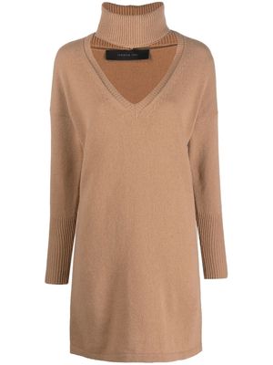 Federica Tosi roll-neck detail knit jumper - Brown