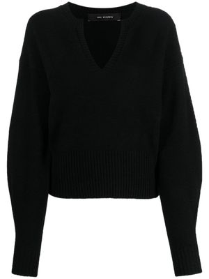Federica Tosi round split-neck fine-knit jumper - Black