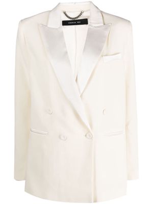Federica Tosi satin-trim double-breasted blazer - White
