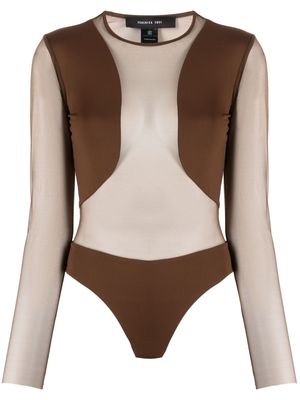 Federica Tosi semi-sheer long-sleeved bodysuit - Brown