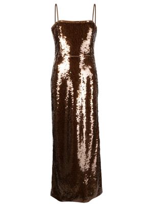 Federica Tosi sequin-embellished sleeveless midi dress - Brown