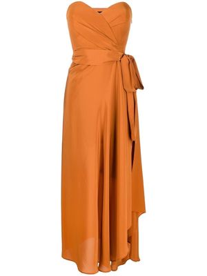 Federica Tosi strapless tie-waist silk dress - Orange