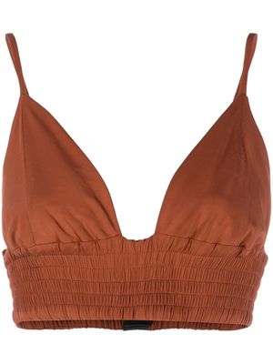 Federica Tosi triangle-cup shirred top - Brown