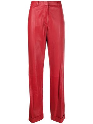 Federica Tosi turn-up leather trousers - Red