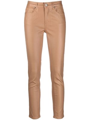 Federica Tosi wax-coated slim-fit trousers - Neutrals