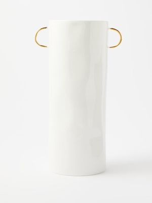 Feldspar - 24kt Gold-painted Handle Fine China Vase - White Gold