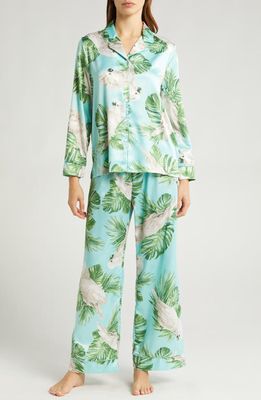 Felina Adrienne Print Satin Pajamas in Cockatoo 