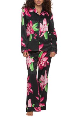 Felina Adrienne Print Satin Pajamas in Orchid Dusk 