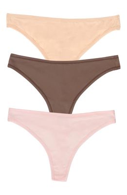 Felina Blissful 3-Pack Stretch Thongs in Barely Pink/mink