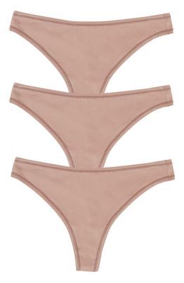 Felina Blissful 3-Pack Stretch Thongs in New Nude