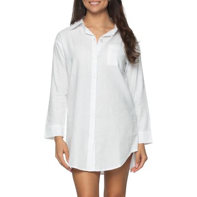 Felina Mirielle Sleep Shirt in White Grey Stripe 