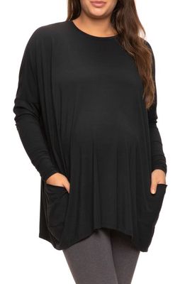 Felina Stretch Modal Maternity Pajama Top in Black