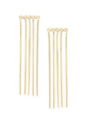 Feliza 14K-Gold-Plated & White Sapphire Fringe Earrings