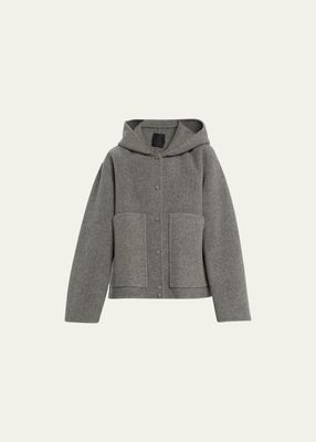 Felt Wool Loose Fit Coat with Splitable Hood