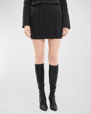 Felted Cashmere and Wool Cable-Knit Mini Skirt