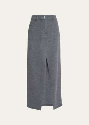 Felted Wool Midi Skirt with Front Slit