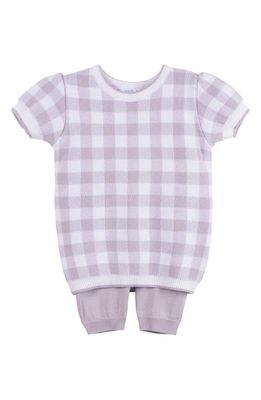 Feltman Brothers Kids Gingham Short Sleeve Sweater & Pants in Lilac 