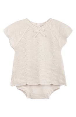 Feltman Brothers Kids' Lacy Cotton Knit Top & Bloomers Set in Ivory