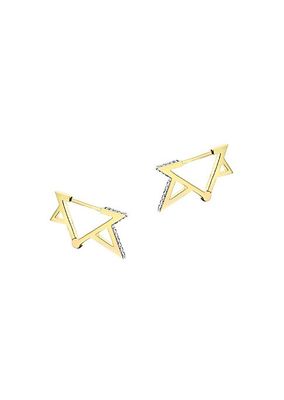 Feminine Mystique 14K Yellow Gold & 0.12 TCW Diamond Mini Star Earrings