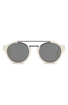 Fendi 50mm Round Sunglasses in Ivory /Smoke Mirror