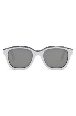 Fendi 51mm Mirrored Square Sunglasses in Ivory /Smoke Mirror