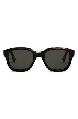 Fendi 51mm Square Sunglasses in Shiny Black /Smoke