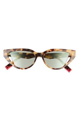Fendi 52mm Cat Eye Sunglasses in Colored Havana /Green Mirror